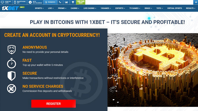 1xbet betting with Bitcoin