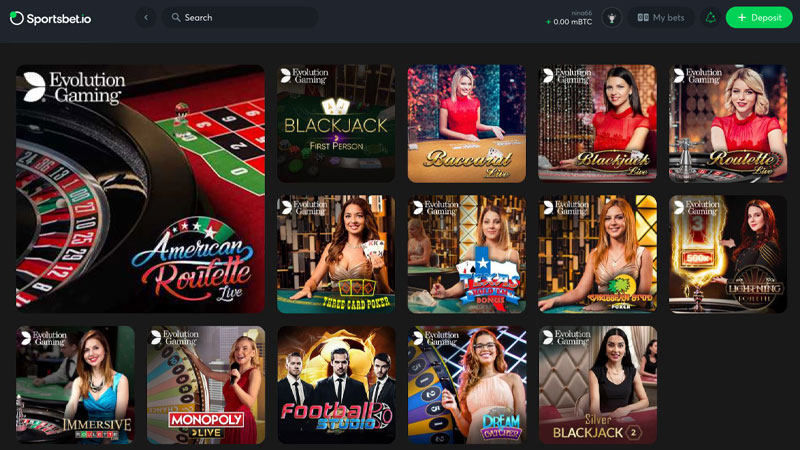 Sportsbet.io Live Casino betting