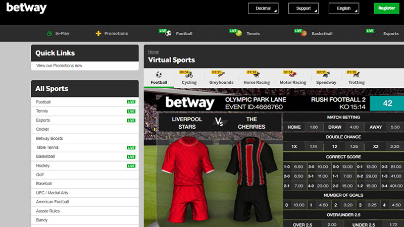 Betway Virtual Football Betting